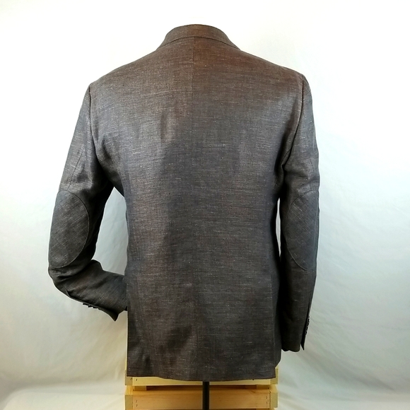 Men's Joe By Joseph Abboud brown herringbone linen sports coat - 40S - Picture 3 of 8